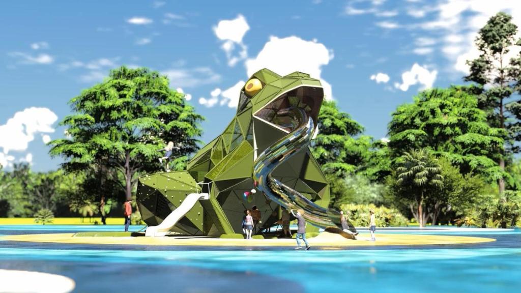 Recreación del juego de la rana en el parque Würzburg de Salamanca