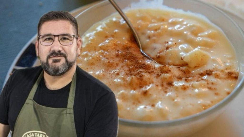 Dani García junto a un arroz con leche.