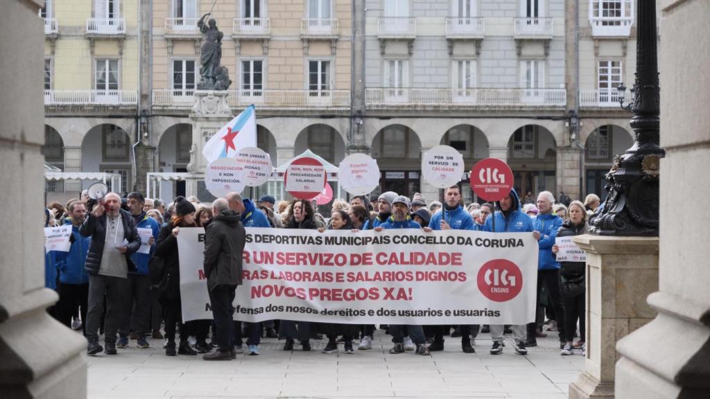 Imagen de la protesta de los empleados de las Escuelas Deportivas Municipales.