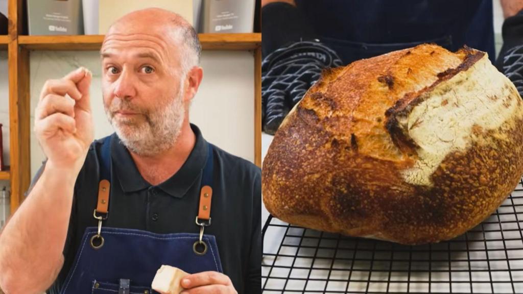Ramón Garriga, panadero artesanal, en un montaje de El Español