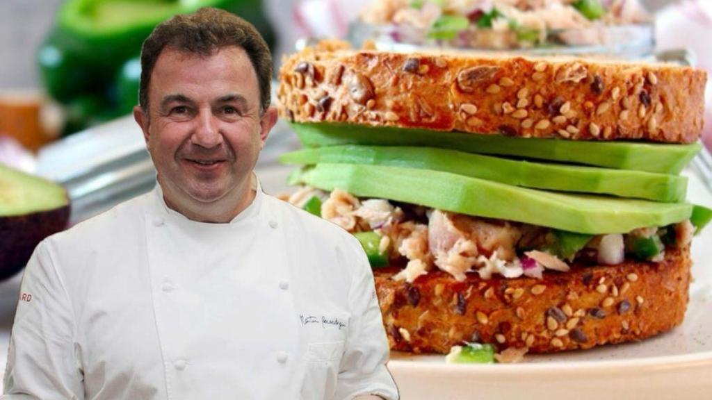 Martín Berasategui junto a un sándwich.