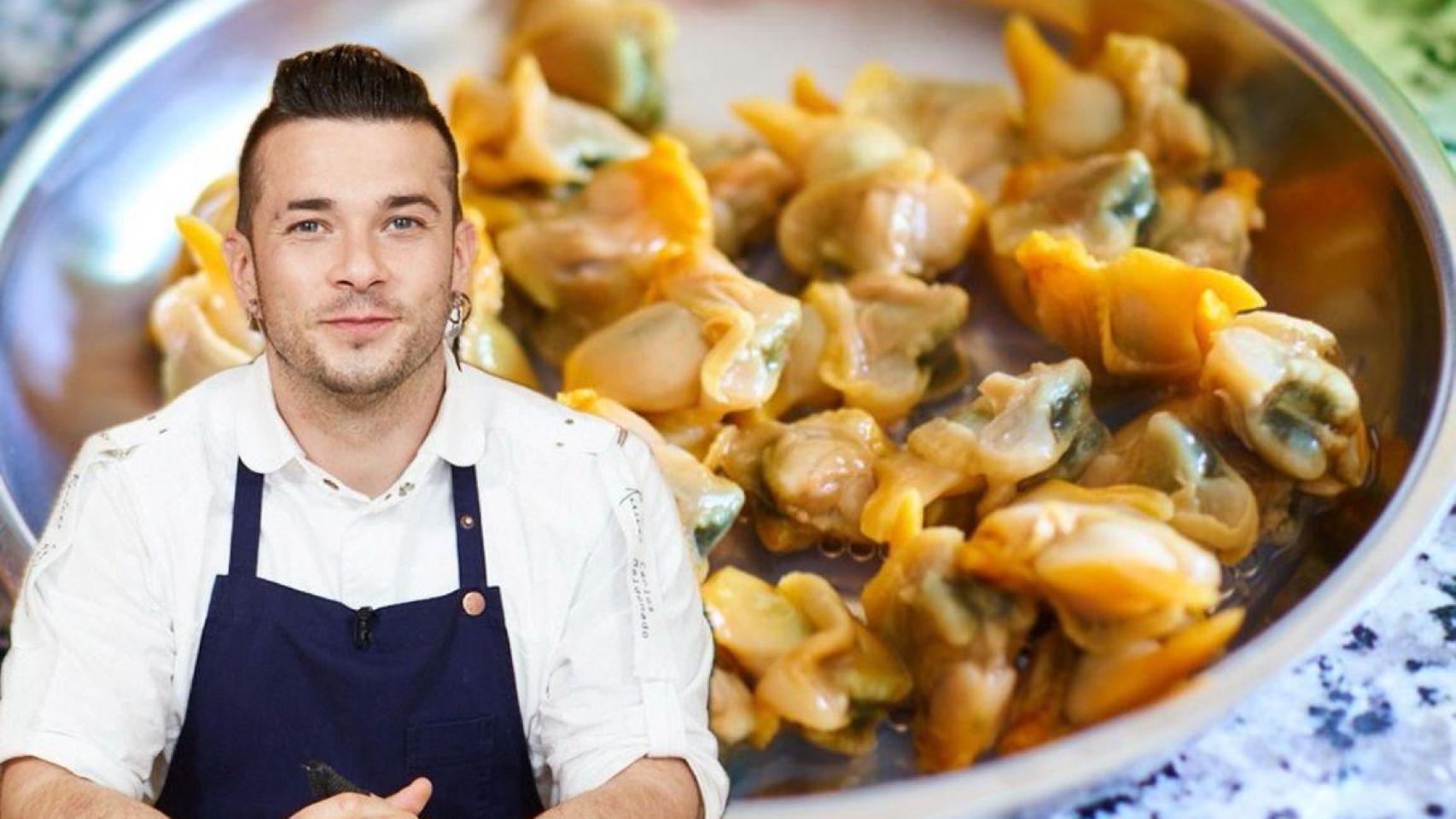 Carlos Maldonado junto a unos berberechos en lata.