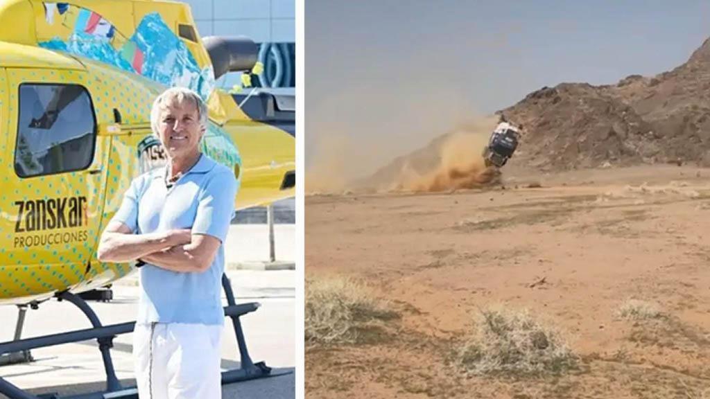 Jesús Calleja y la imagen del brutal accidente en el Dakar.