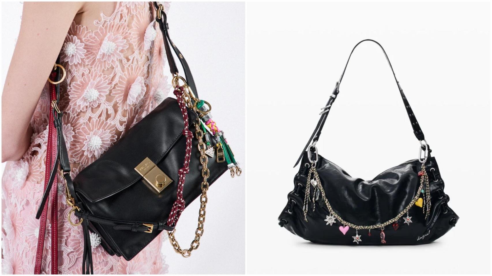 Bolso de Prada (izquierda) y de Desigual (derecha)