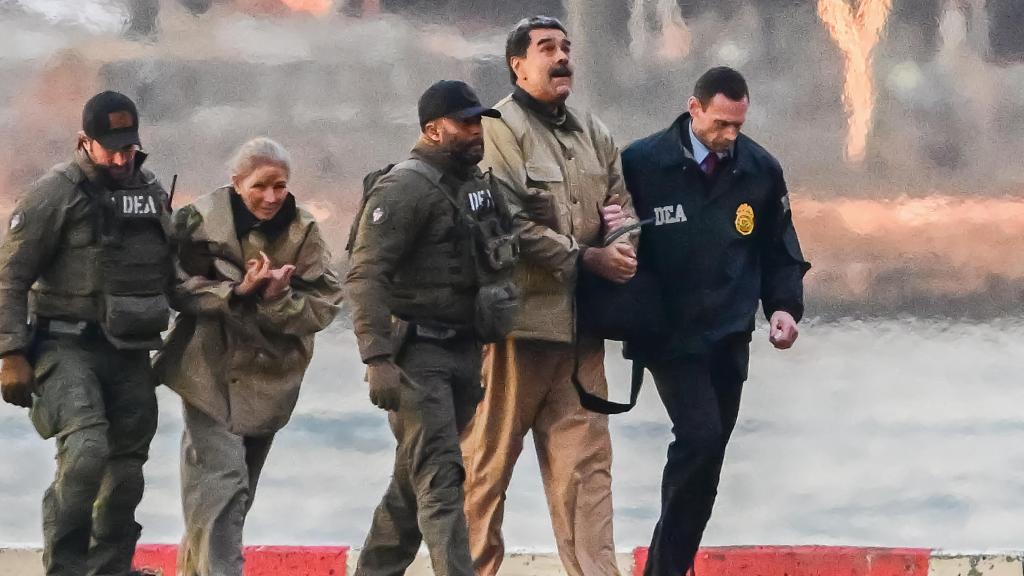 El presidente de Venezuela, Nicolás Maduro, y su esposa, Cilia Flores, escoltados por agentes de la DEA hasta un tribunal de Nueva York tras su captura el 3 de enero.