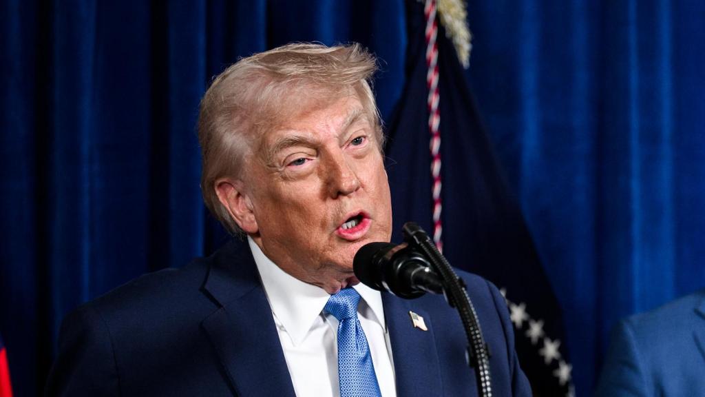 El presidente Donald Trump durante la rueda de prensa que dio este fin de semana en Mar-a-Lago, Palm Beach, Florida tras la captura de Nicolás Maduro.