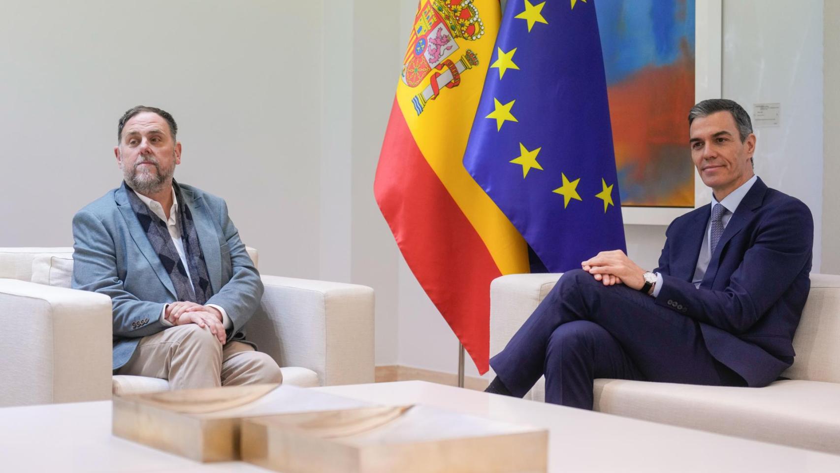 Pedro Sánchez y Oriol Junqueras, en la Moncloa.