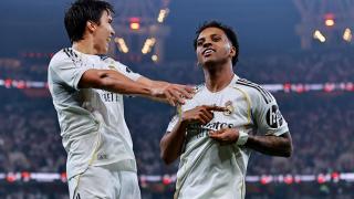 Rodrygo celebra su gol contra el Atlético de Madrid.