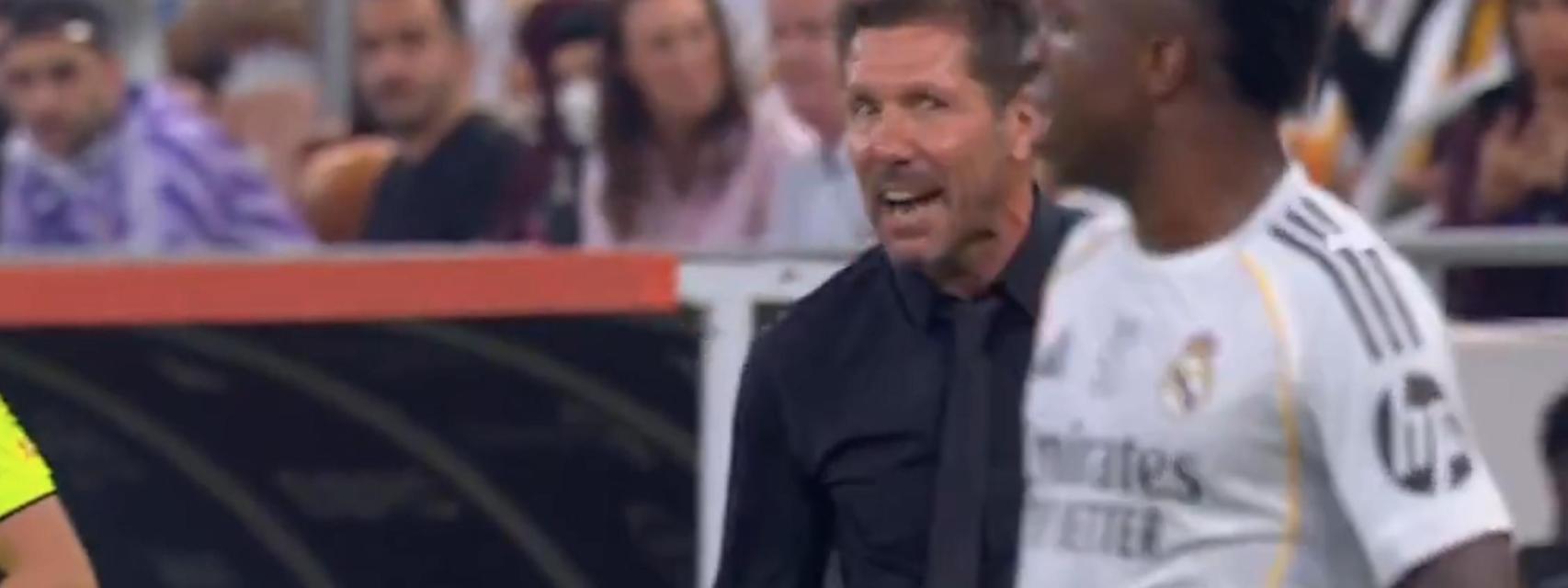 Simeone, a Vinicius durante el derbi de la Supercopa de España: Florentino te va a echar