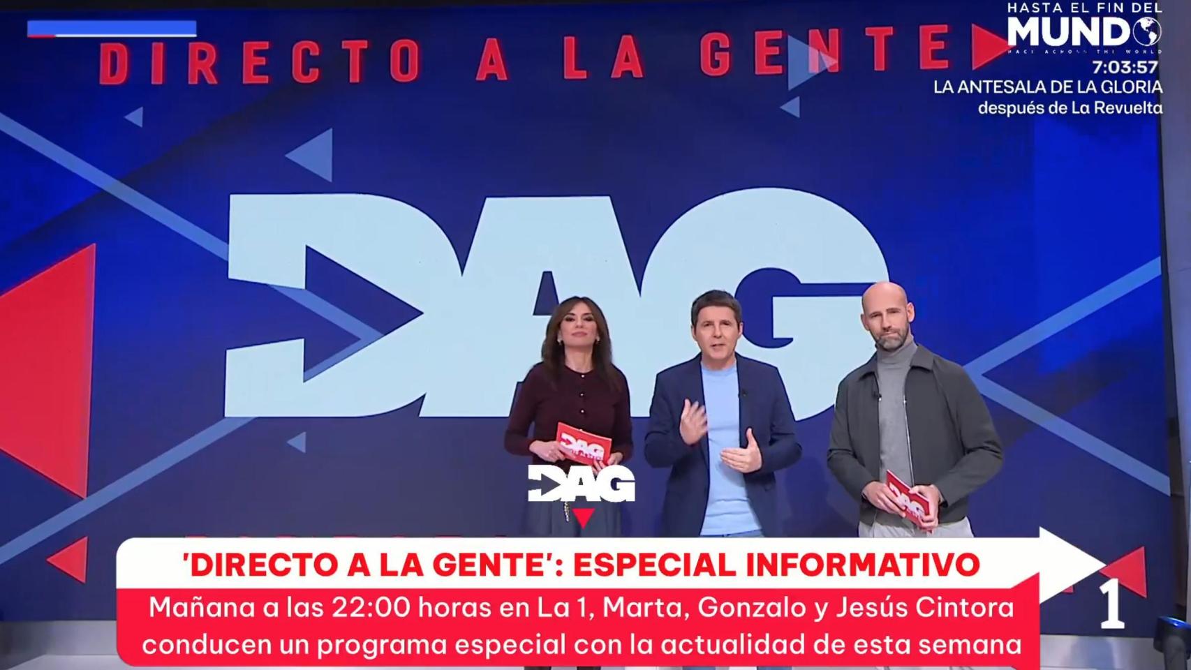 Jesús Cintora, Marta Flich y Gonzalo Miró anuncian 'Directo a la gente'.