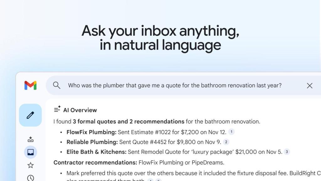 Nueva búsqueda con IA en Gmail