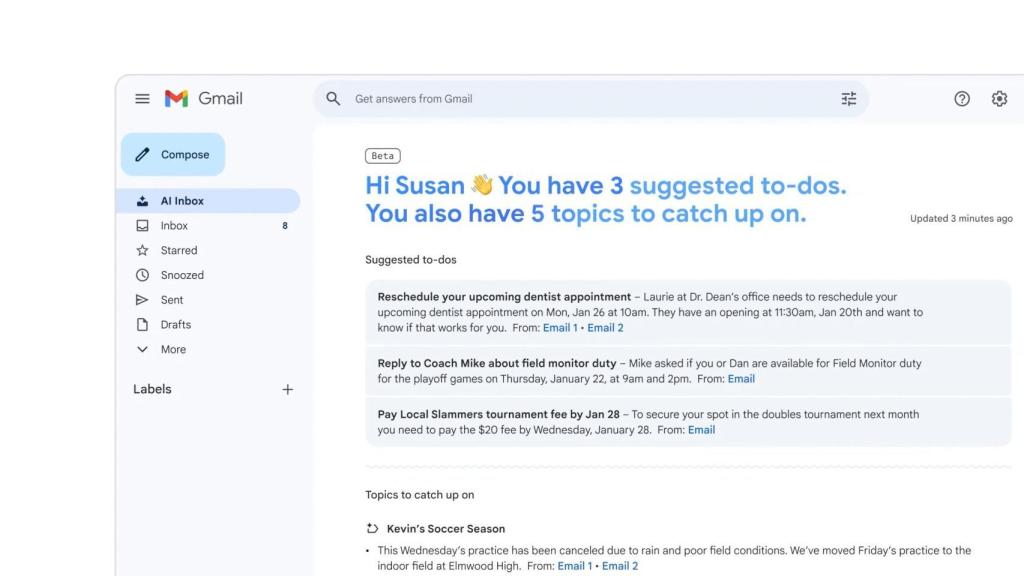 El nuevo AI Inbox de Gmail cambia la bandeja de entrada para siempre
