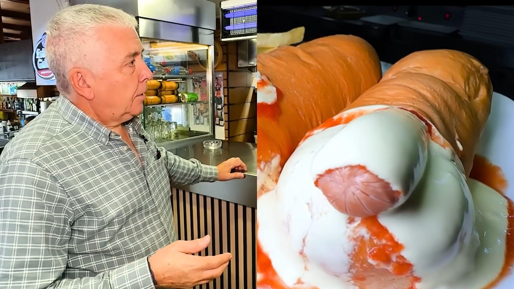 Pedro, dueño de un bar con más de 60 años de historia, en un montaje de El Español