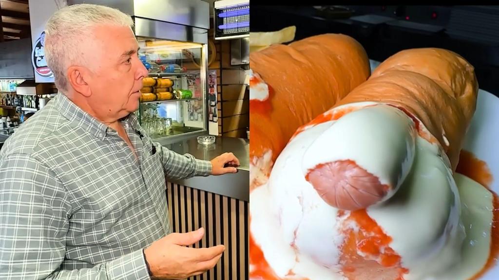 Pedro, dueño de un bar con más de 60 años de historia, en un montaje de El Español