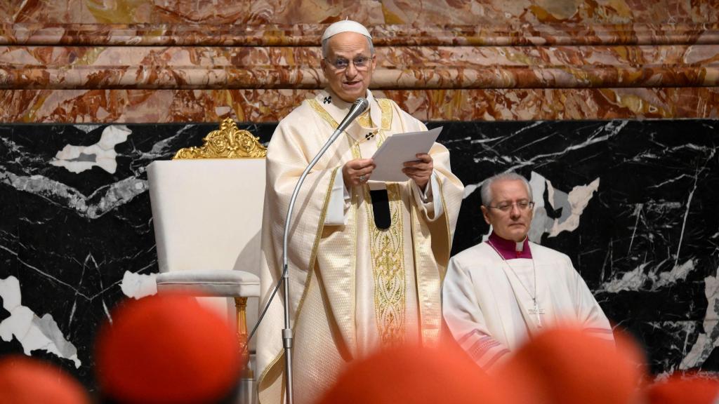 León XIV este jueves en el Vaticano en una reunión con los cardenales.