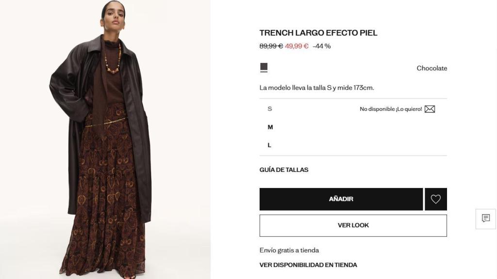 Trench largo efecto piel. REF. 17076733