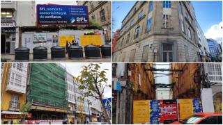 Solares vacíos y edificios sin uso o en ruinas en la calle San Andrés de A Coruña.
