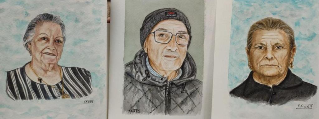 Retratos de dos familiares de Engry y de Jaime Suárez.