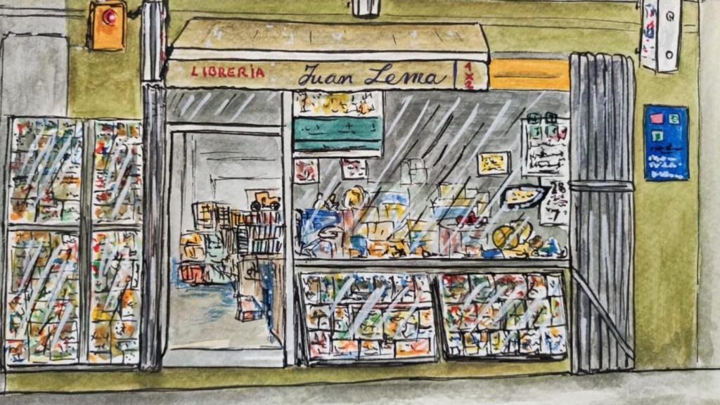 Una antigua librería del Gurugú dibujada por Engry.