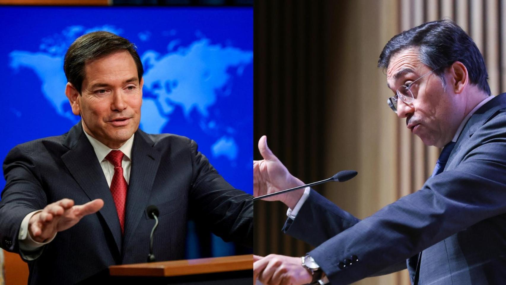 El secretario de Estado de EEUU, Marco Rubio, y el ministro español de Exteriores, José Manuel Albares.