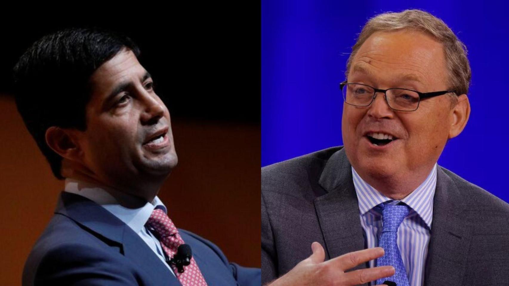 Montaje fotográfico de Kevin Warsh y Kevin Hassett.