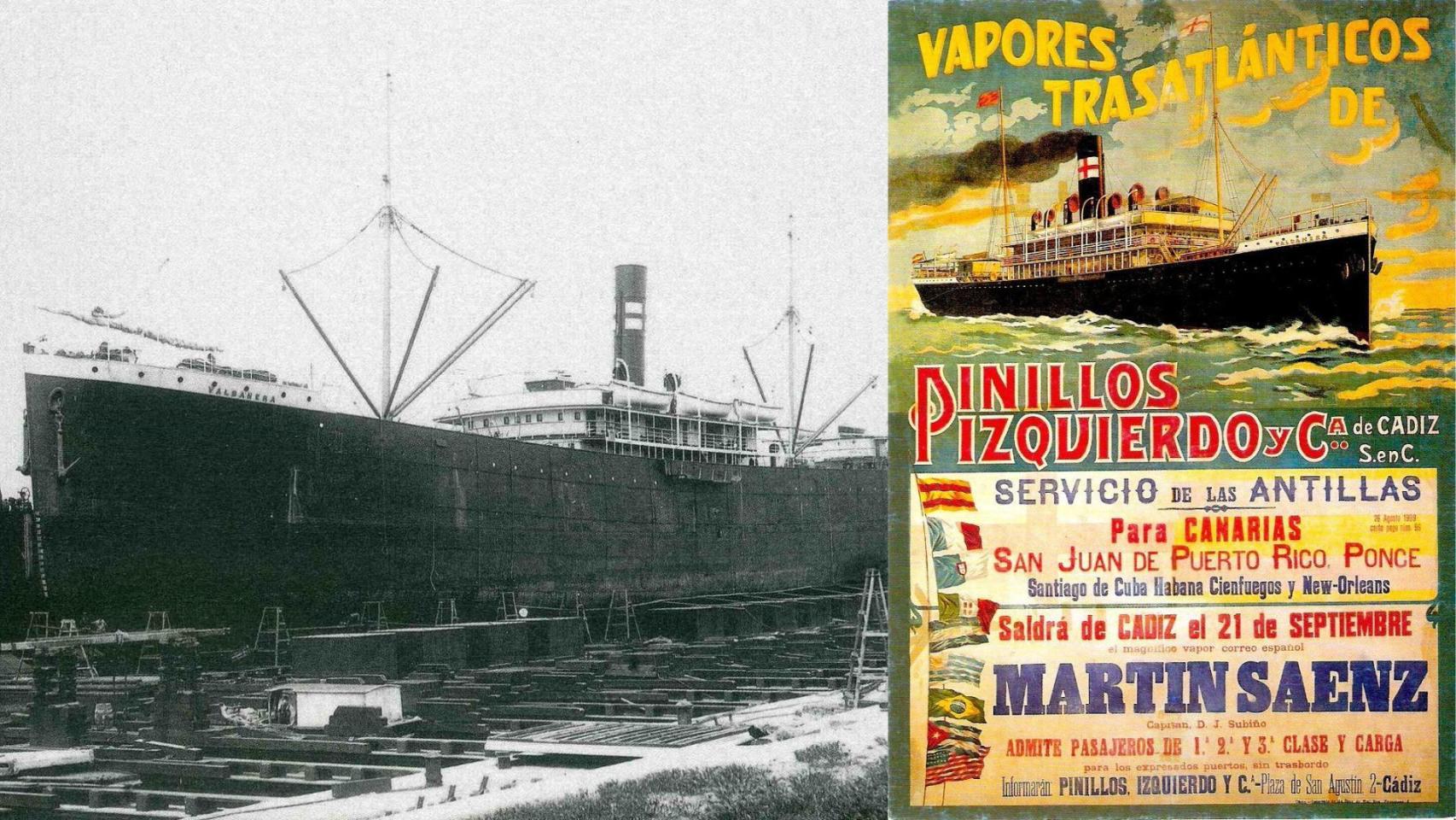 El vapor Valbanera y publicidad de su naviera. https://es.wikipedia.org