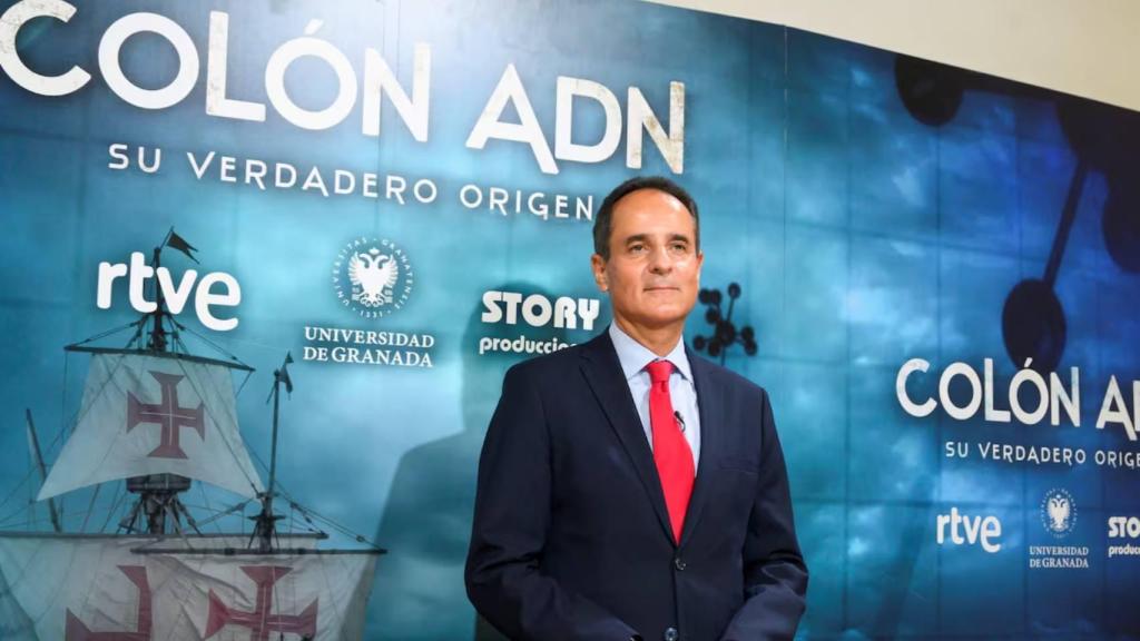 Lorente, en una rueda de prensa celebrada con motivo del documental sobre Colón en mayo de 2021.