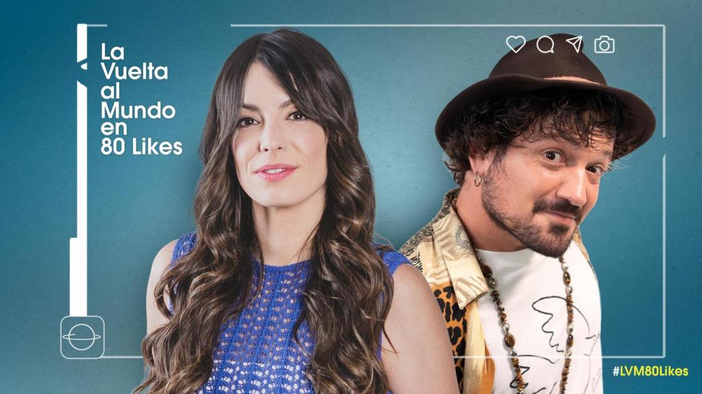 Eva Roja y Carlo Cuñado, en el cartel oficial de 'La vuelta al mundo en 80 likes'.