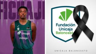 Chase Audige y el crespón negro de Unicaja por su madre.