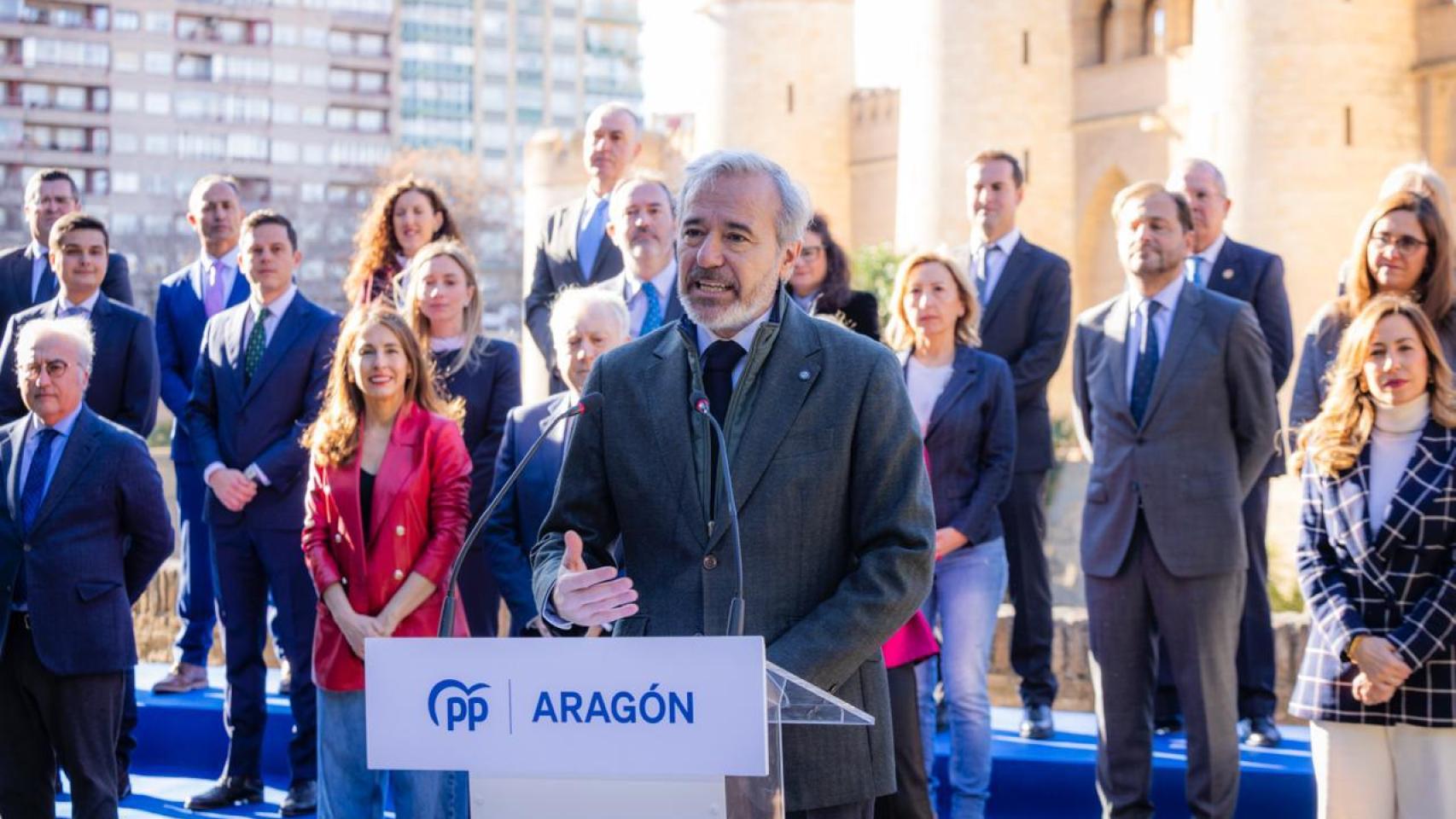 Jorge Azcón durante la presentación de las listas del PP por Zaragoza