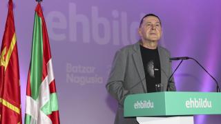 El secretario general de EH Bildu, Arnaldo Otegi, en la imagen, abre la Asamblea General de la formación soberanista, este sábado.