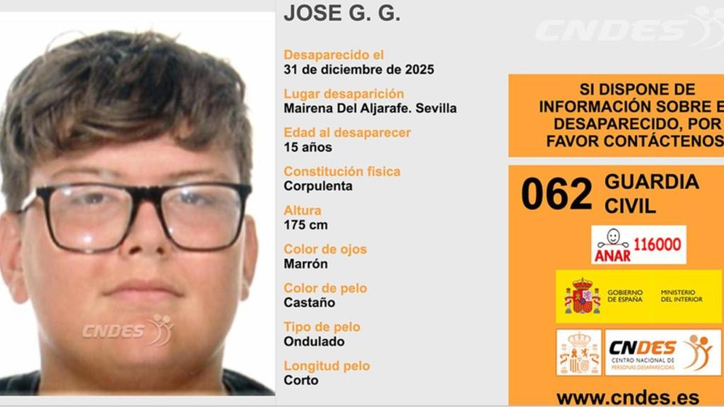 Imagen del menor desaparecido el pasado 31 de diciembre.