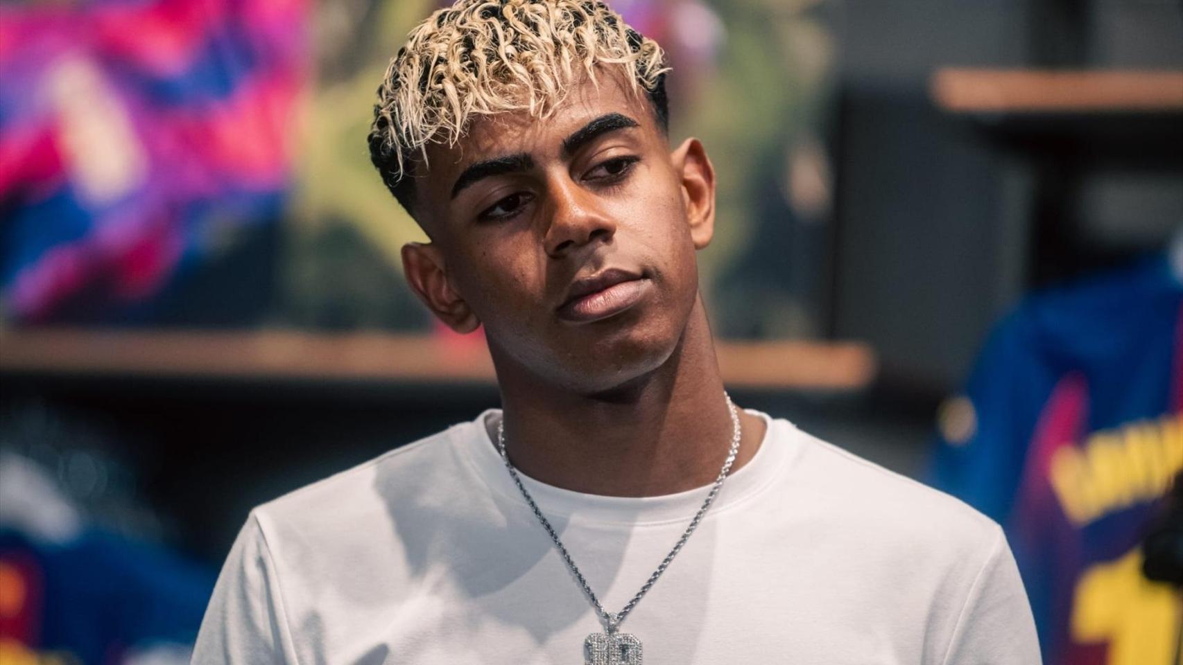 Lamine Yamal, en un acto ante los medios de comunicación