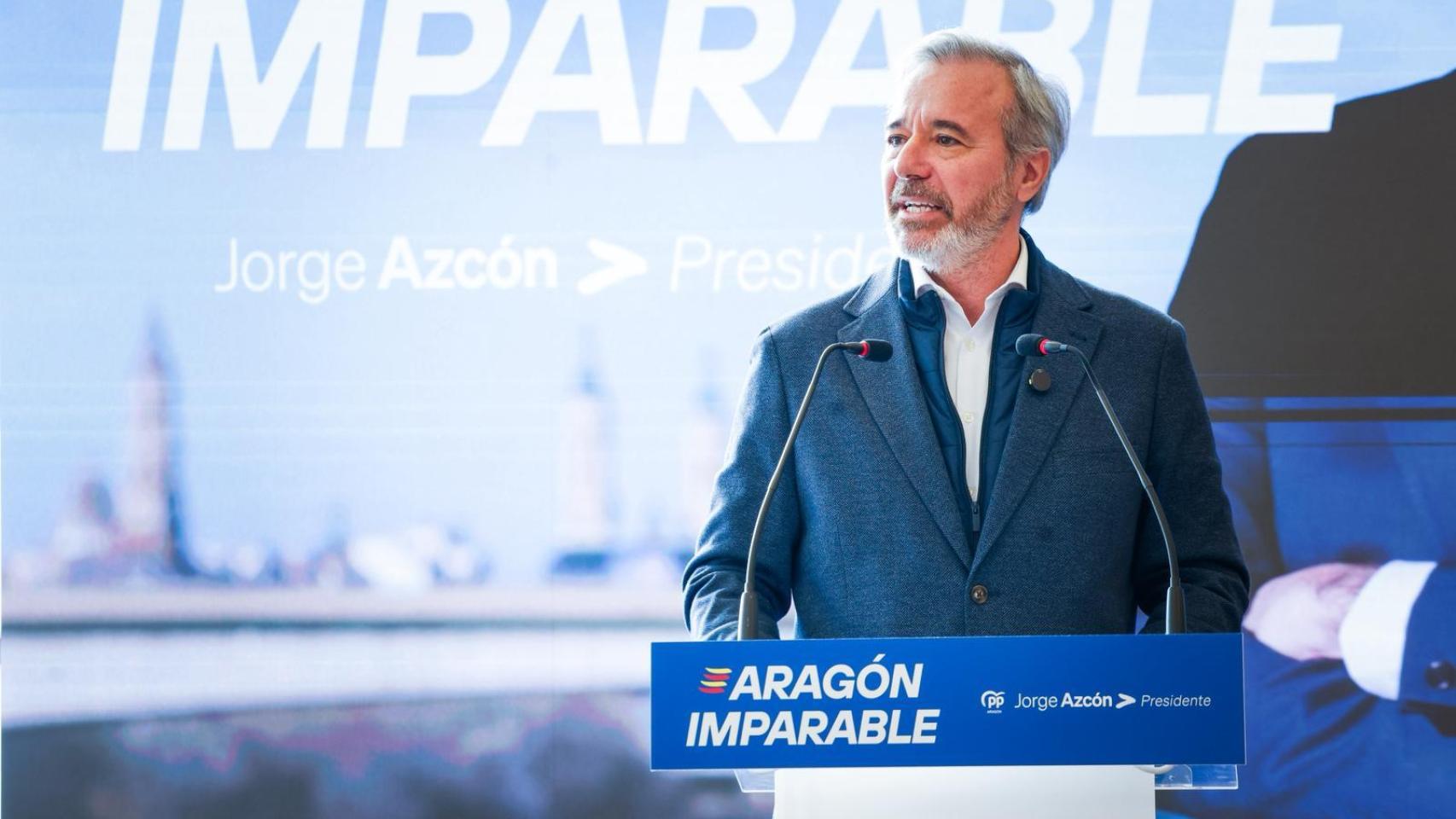 Jorge Azcón en su acto de precampaña en Zaragoza