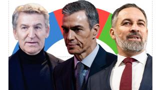 Alberto Núñez Feijóo, Pedro Sánchez y Santiago Abascal.