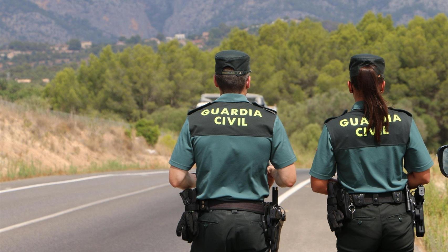 Dos agentes de la Guardia Civil en un control de carretera.