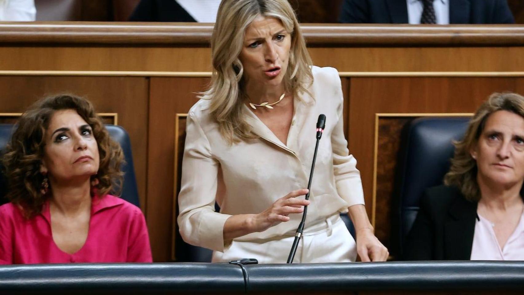 Yolanda Díaz, durante una sesión de control al Gobierno.