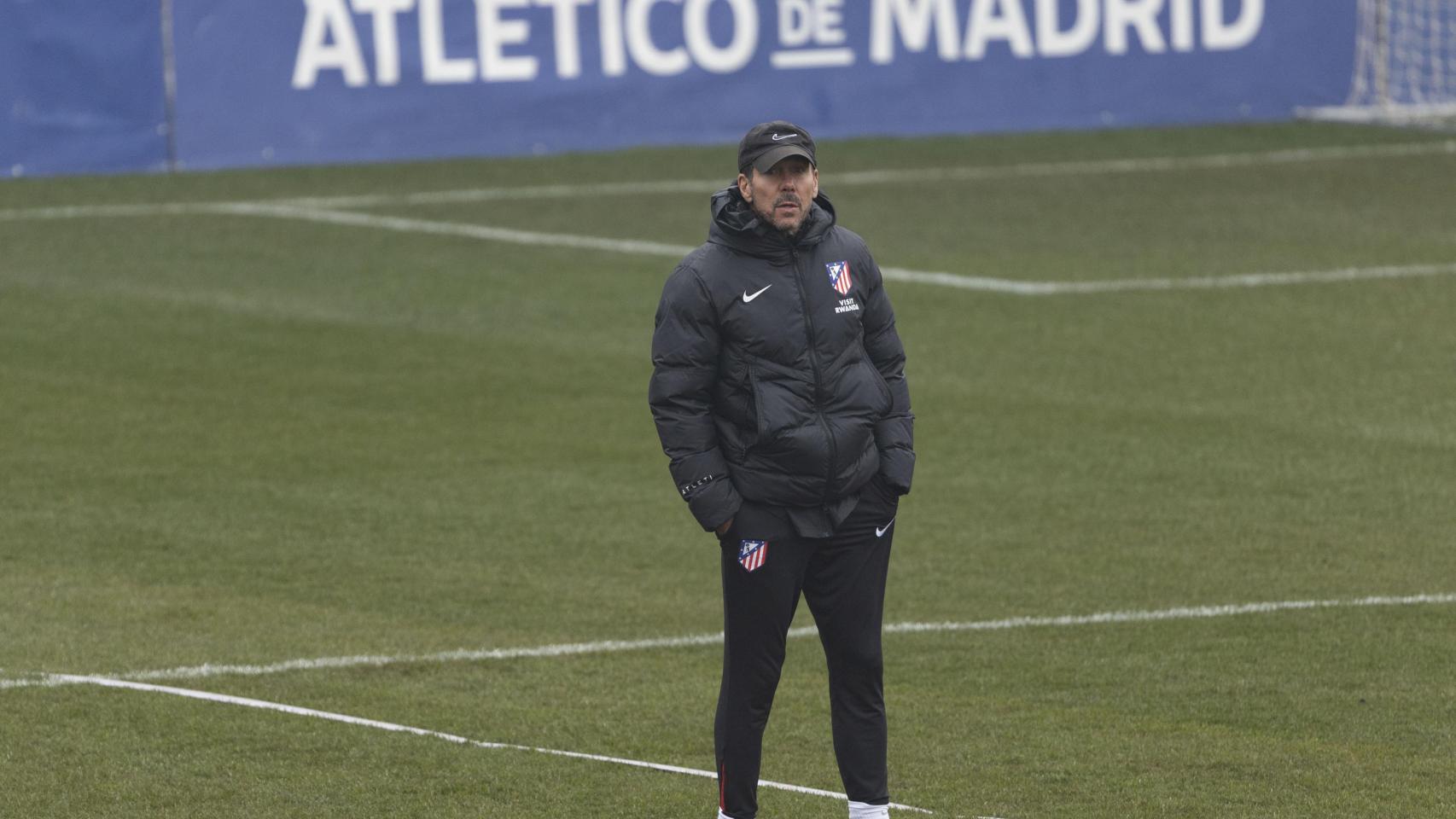 Simeone, durante un entrenamiento del Atlético de Madrid