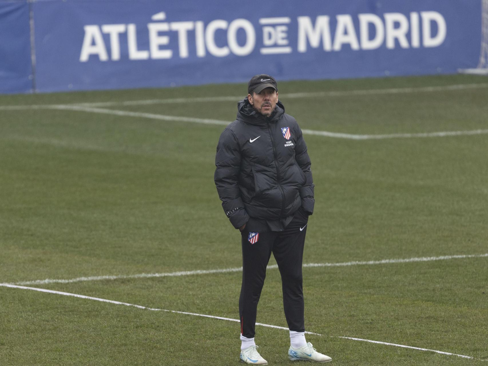 Simeone, durante un entrenamiento del Atlético de Madrid