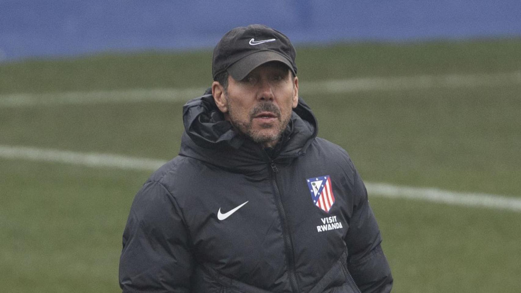 Simeone, durante un entrenamiento del Atlético de Madrid
