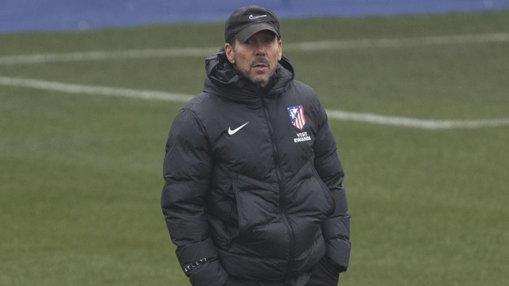 Simeone, durante un entrenamiento del Atlético de Madrid