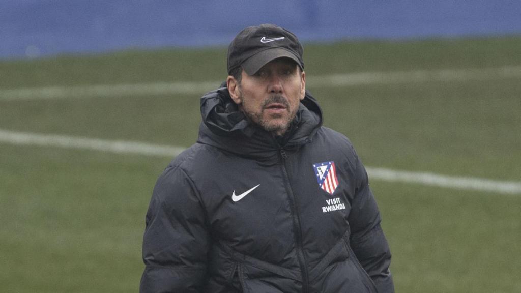 Simeone, durante un entrenamiento del Atlético de Madrid