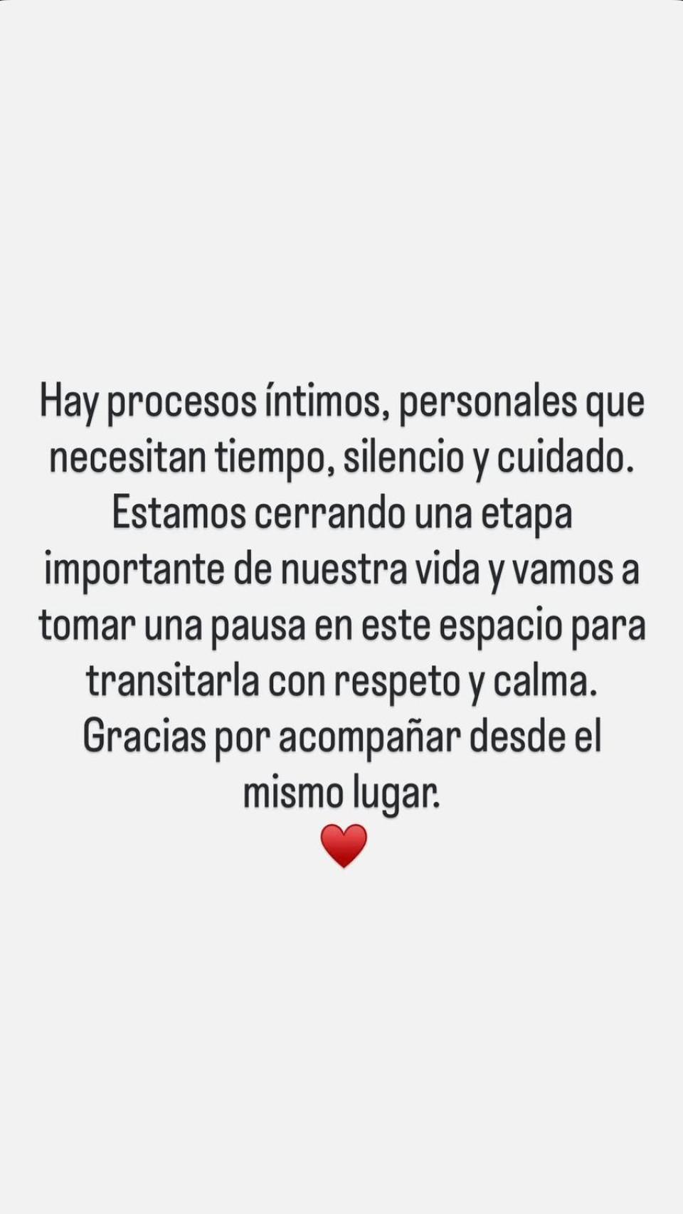 Juliana Awada, en un 'story' de Instagram.