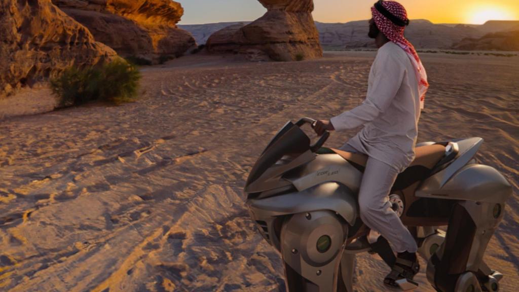 Corleo con una persona beduina encima.