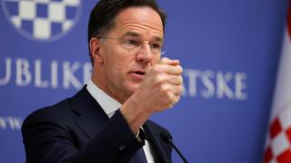 El secretario general de la OTAN, Mark Rutte, durante su rueda de prensa de este lunes en Zagreb
