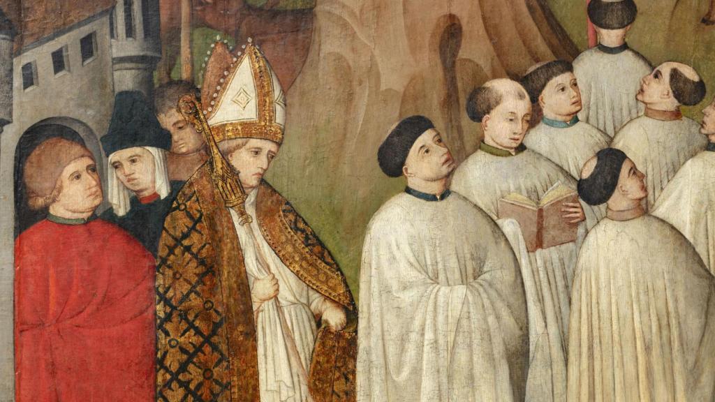 Detalle de la pintura gótica de Villalpando encontrada en EEUU