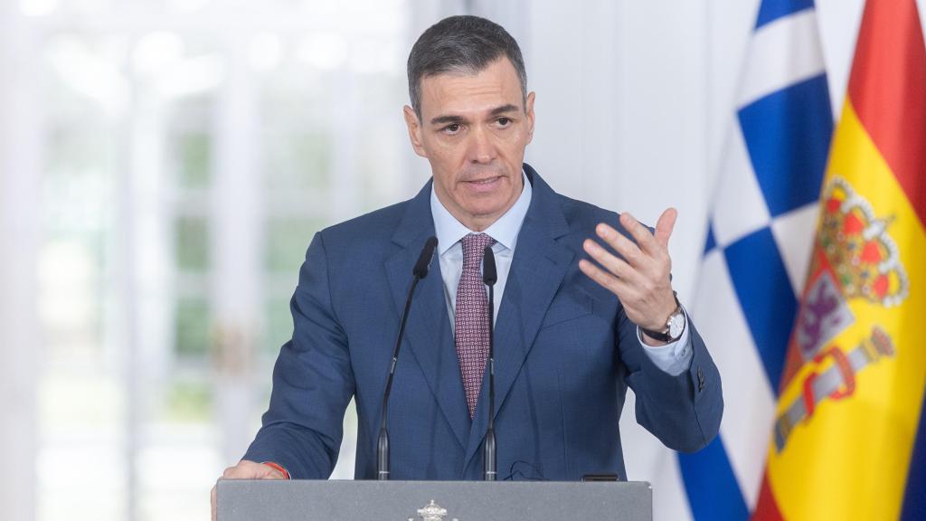 El presidente del Gobierno, Pedro Sánchez, durante la rueda de prensa.