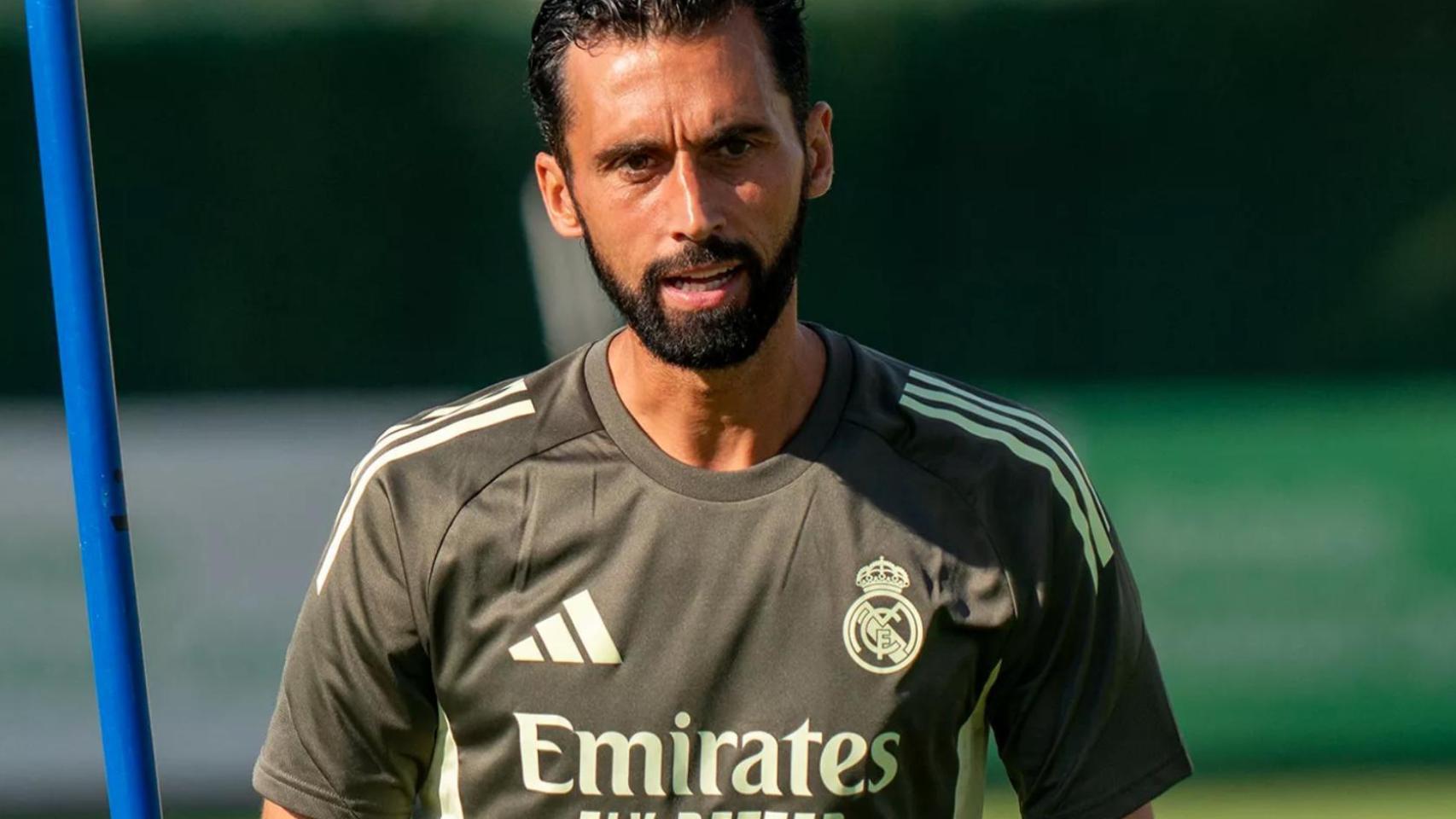 Álvaro Arbeloa, en un entrenamiento del Real Madrid Castilla