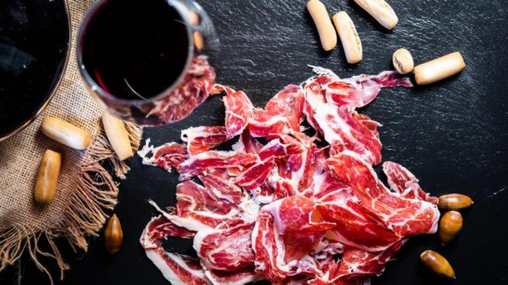 Plato de jamón ibérico.