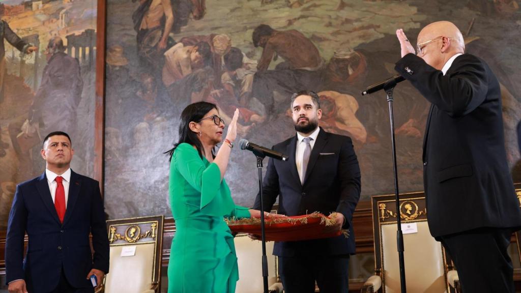 Delcy Rodríguez jura el cargo de presidenta de Venezuela el pasado 6 de enero en Caracas.